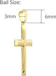 18K Yellow Gold Cross Pendant - Beveled Edge Charm for Men Religious Jewelry for