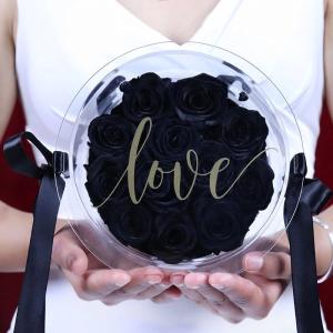 China Wholesale Forever Lasting Natural Preserved Real Roses in Acrylic Gift Box Valentines Day Gift factory