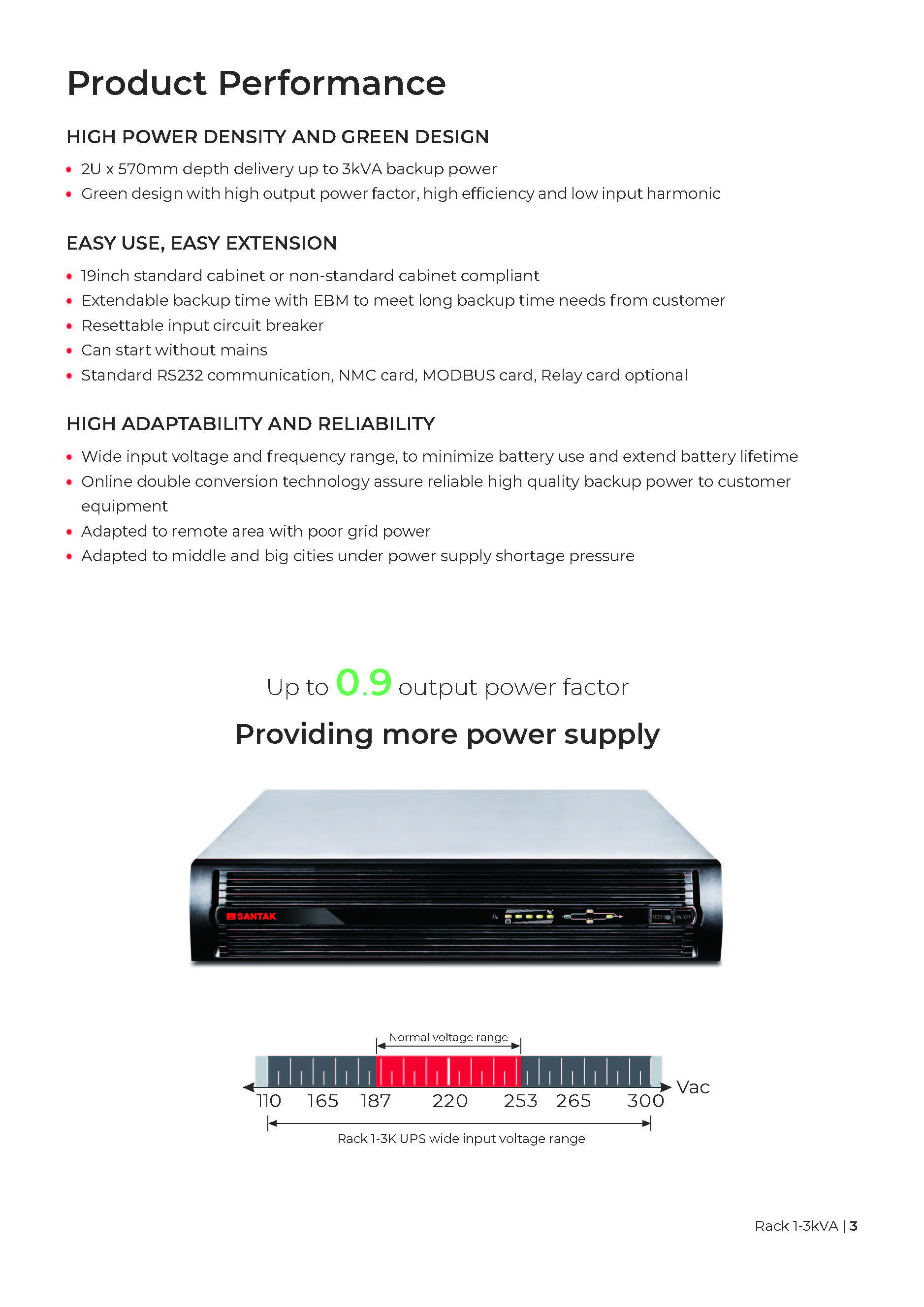 36V/72V/96V Battery Voltage On-line 1KVA 2U Rack Mounted Single Phase High Frequency Ups