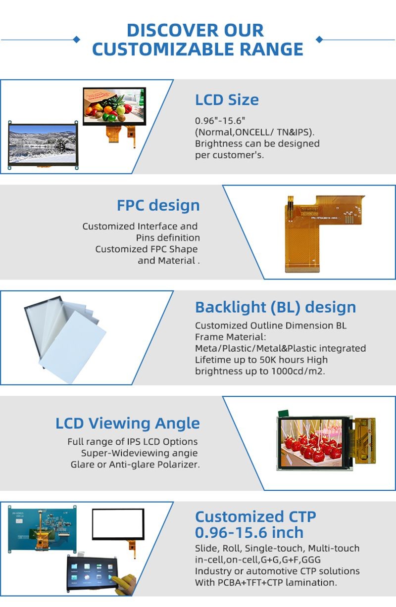 7 Inch TFT LCD Screen 500cd/m2 High Luminance Color TFT Touch Screen