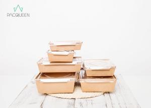 China Salad Kraft Paper Takeaway Boxes With Clear PET Lids High Volume factory