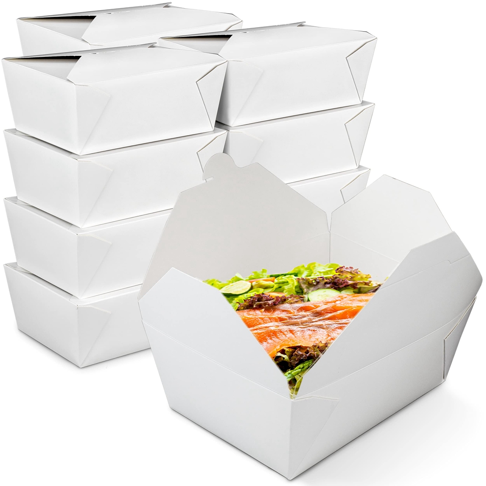 Disposable Salad Packaging Food Containers Kraft Paper Box for Fast Foods and Takeaway