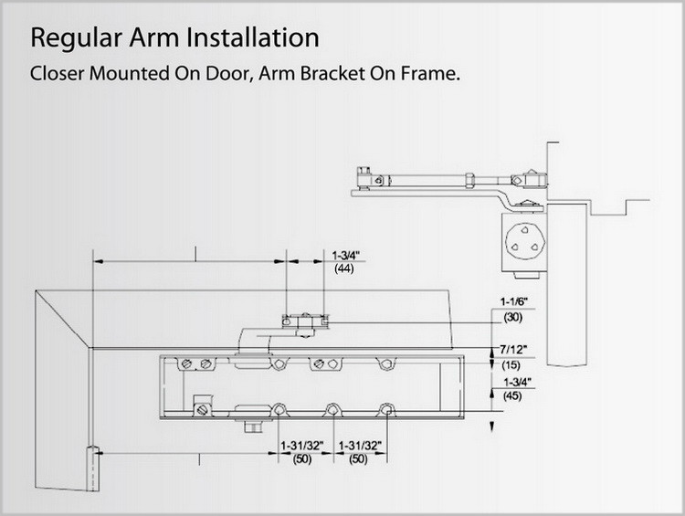 Interior Door Closer For High Traffic , Euro Door Closer Heavy Duty Adjusting D3036