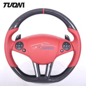 China SLS Mercedes Benz Steering Wheel Carbon Fiber Red Smooth Leather factory