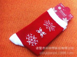 China 2015 Hot selling wholesale christmas maple leaf patterned design cozy winter cotton socks factory