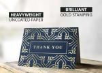 48 Set Thanks Greeting Card Navy Blue Color Gold Foil Embossed Lettering Logo