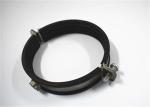 Galvanized Split Clamp Pipe Supports , Black Rubber Ring Round Metal Clamps