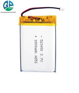 China KC 1000mAh 3.7v Lipo Li Polymer Rechargeable Battery Pack 523450 factory