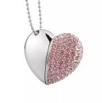 Customized Design Aluminium Diamond Heart Shape Jewelry USB flash drive 2Gb 2.0
