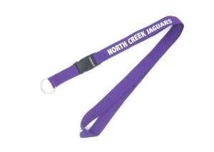 China Durable Purple Imprint Polyester Lanyards Eco Friendly Material With Key Ring factory