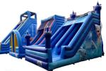 New Arrival inflatable blue dry slide for rental, outdoor inflatable two lane