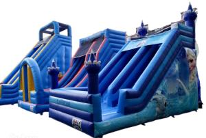 China New Arrival inflatable blue dry slide for rental, outdoor inflatable two lane slide for kids factory