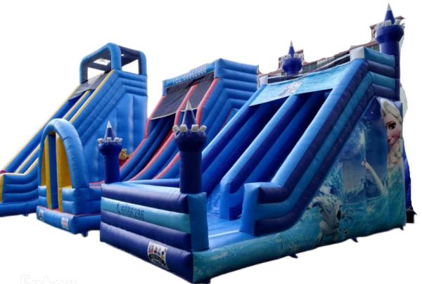 New Arrival inflatable blue dry slide for rental, outdoor inflatable two lane