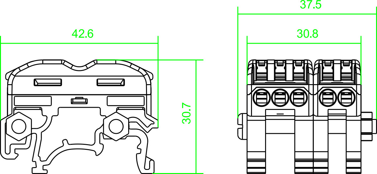 10mm Screwless Din Rail Terminal Blocks Industrial Connectors
