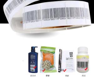 China ABNM EAS RF soft label with barcode for supermarket and retail store factory
