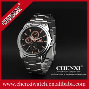 China Luxury Style Men's Watch Stainless Steel Strap 3 Dials for Decoration Rose Gold Watch Male Quartz Wrist Watch factory