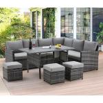 AJUNION 9 Piece Wicker Outdoor Furniture Rattan Sofa Set Comfortable PE Wicker