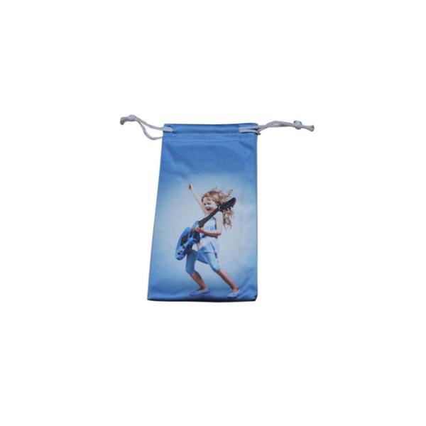 China Custom Printed Microfiber Cloth Pouch , Drawstring Microfiber Eyeglass Pouch factory