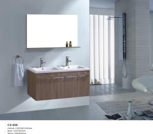 China Double Basin PVC Bathroom Vanity Wall Mounted Hanging With Four Doors factory