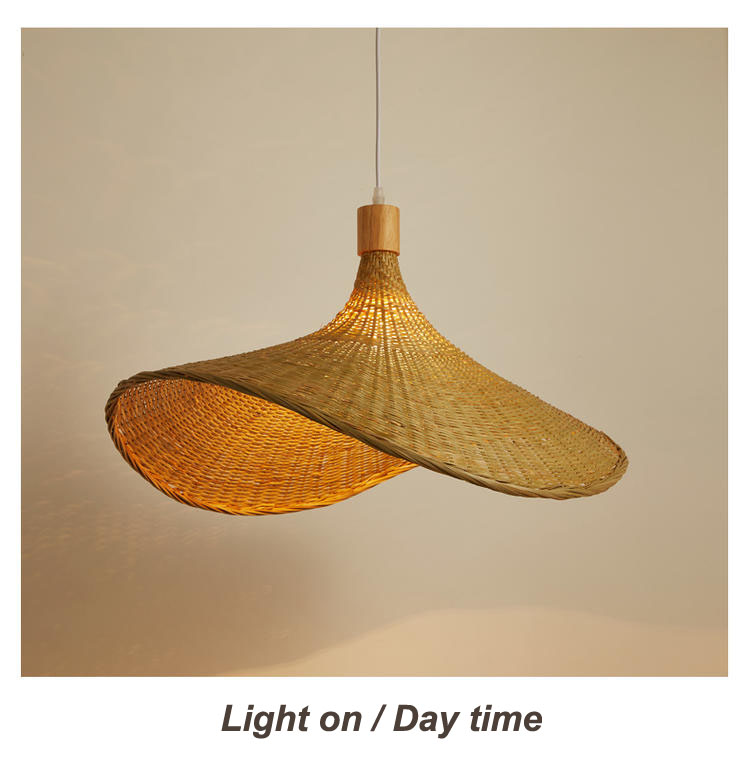Creative Rattan Pendant Light Big Straw Hat Style 3500K Warm White CCT