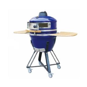 China Blue Color Outdoor Cermaic Bbq Grill 21 Inch Large Kamado Grills with pizza oven factory