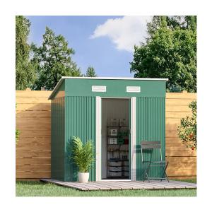 China Color Steel Plate Metal Garden Storage Shed 2 Air Vent for Tools Bike Galvanized Steel factory