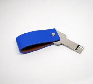 China Metal Key Shaped Cle USB with Colorful Leather Cover factory