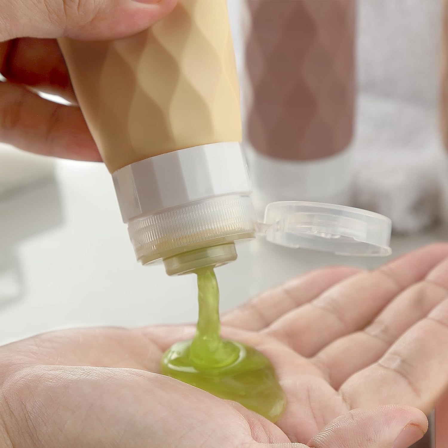 Mint Green Color Silicone Travel Bottle Set 90Ml For Toiletries