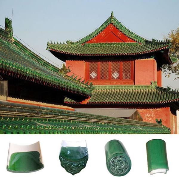 China Traditional Celadon Glazed Roof Tiles Semicircle Shaped factory