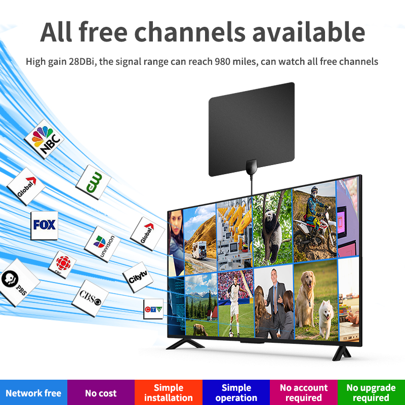 Wireless DVB T2 SU HDTV Indoor Outdoor Power Digital TV Antenna with Private Mold