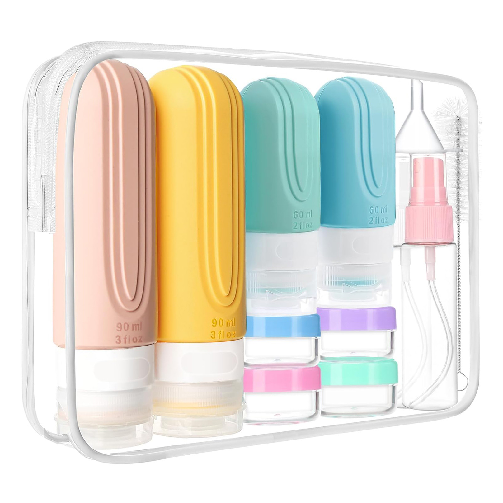 16 Pack Silicone Travel Bottle Set Durable Reusable and Easy to Clean for Hassle-Free Travel and TSA Approval