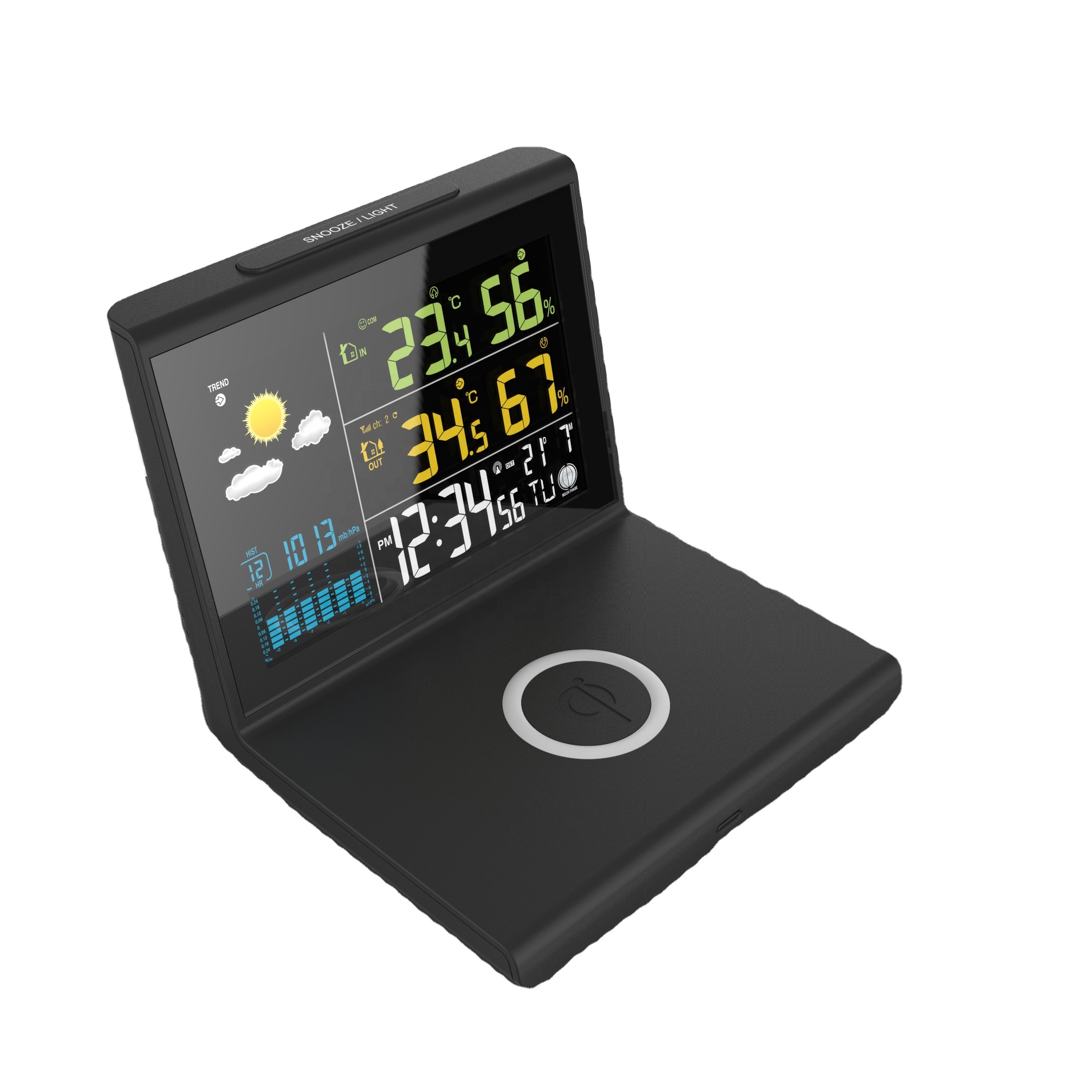 Wireless Charger and Weather Forecast Clock with DC5V/1A Output Convenient Charging