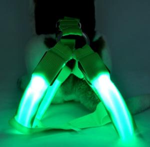 China USB Charging LED Luminous Pet Chest Strap Nylon Blue Green Red factory