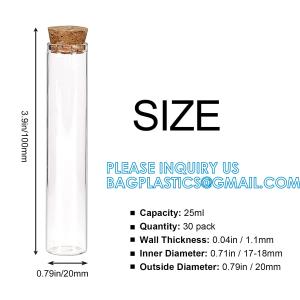 China Plastic Glass Test Tubes with Cork Stoppers, Liquid Sample Vial, Leak-Proof, Jars Tube Containers With Wood Lid factory