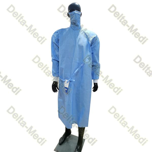 PP SMS SMMS SMMMS 20g To 80g Disposable Surgical Gown Integrated With Face Mask