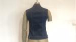 Button Through Ladies Denim Jacket Sleeveless Dark Wash Denim Vest Jacket