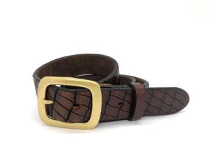 China 1.5&quot; Mens Casual Leather Belt Alloy Buckle Debossed Logo factory