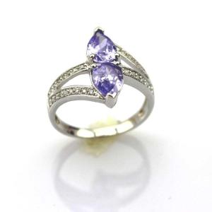 China 925 Silver 5mmx7mm Purple Cubic Zirconia Ring (JR042) factory