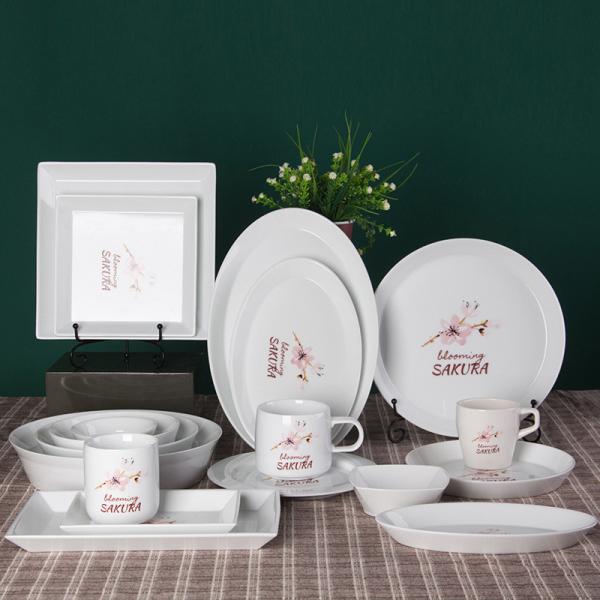 Japanese Cherry Blossom White Round Rectangle Square Baking Dessert Bowl