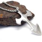 Gothic Fashion Men's Necklace 925 Silver Plated Titanium Stainless Steel Cross