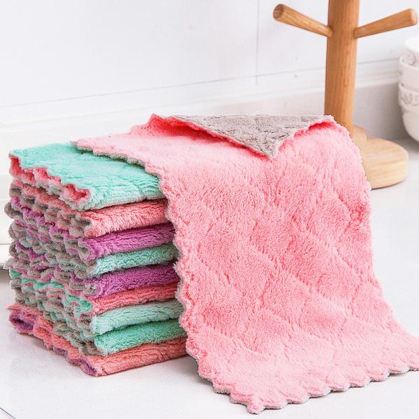 Thickened Coral Fleece Dishcloth Microfiber for Household Cleaning Sustainable