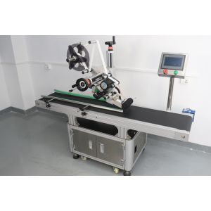 PLC Controlled Automatic Desktop Doypack Pouch Label Applicator for Flat Surface