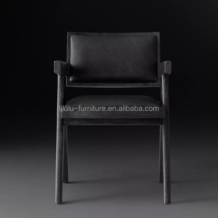 Top Grade Hotel Restaurant Home Using Dining Room Modern Wood PU Chairs With Armrest and Nitrolacquer Finish