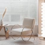 Lobby Teddy Metal Base Fabric Leisure Chair Bedroom Lounge