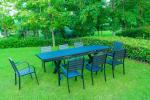 9 Pieces Black Plastic Wood Modern Outdoor Garden Furniture Table Set 8-10