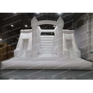 China Outdoor and Indoor Jumping Castle White Bouncy House Inflatable Bounce House with Double Slide and Ball Pit on sale
