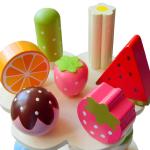 Realistic Simulation Wooden Magnetic Ice Cream Toy With Display Stand