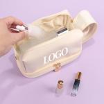 Customized New Arrival Luxury Portable Pu Large White Leather Travel Toiletry