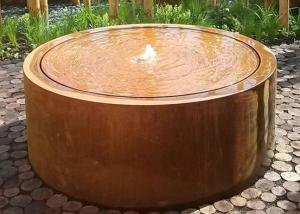 China Forging Technique Corten Steel Water Table , Metal Yard Art Round Water Table factory