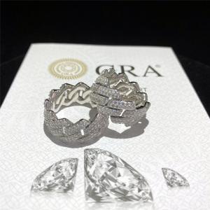 China 925 Silver Miami Cuban Link Chain Iced Out Moissanite Mens Diamond Ring For Fine Jewelry factory
